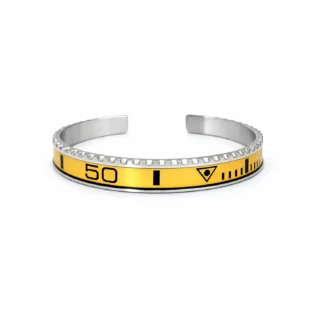 Yellow Titanium Steel Bezel Cuff Bracelet