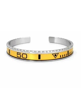 Yellow Titanium Steel Bezel Cuff Bracelet