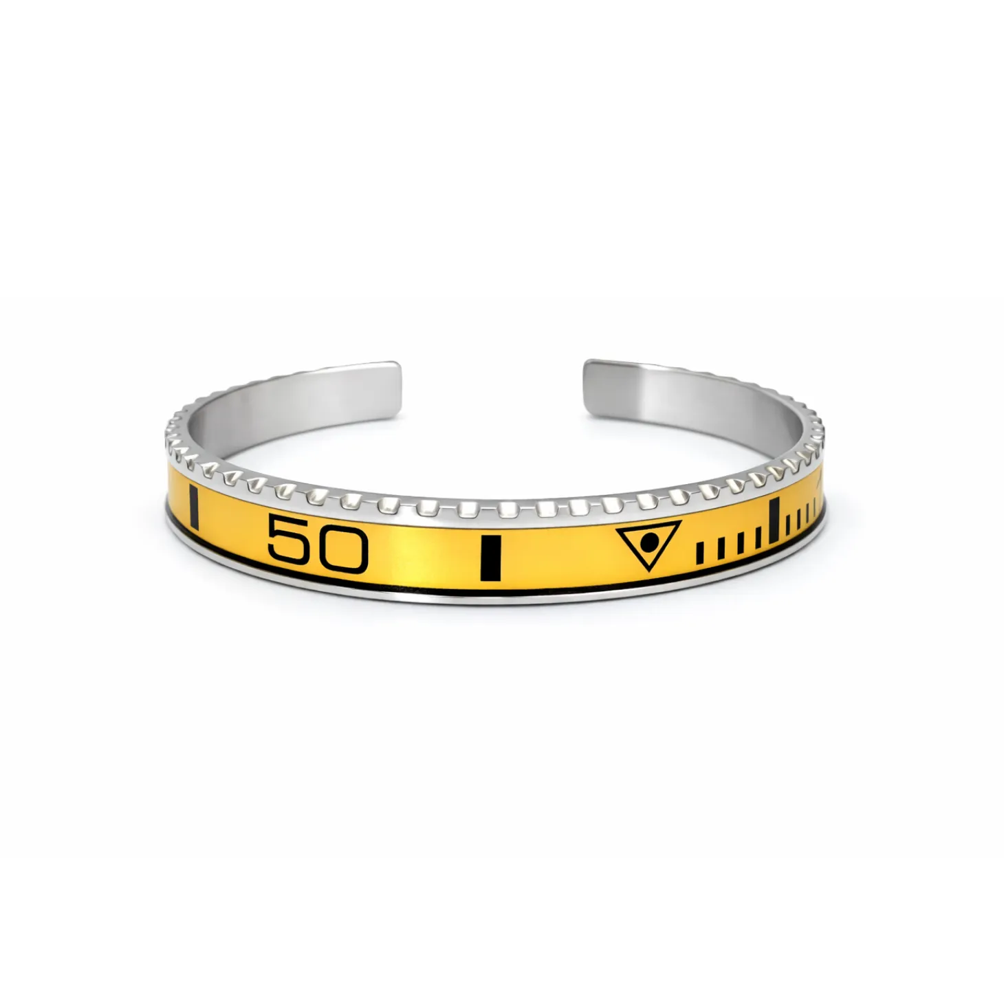 Yellow Titanium Steel Bezel Cuff Bracelet
