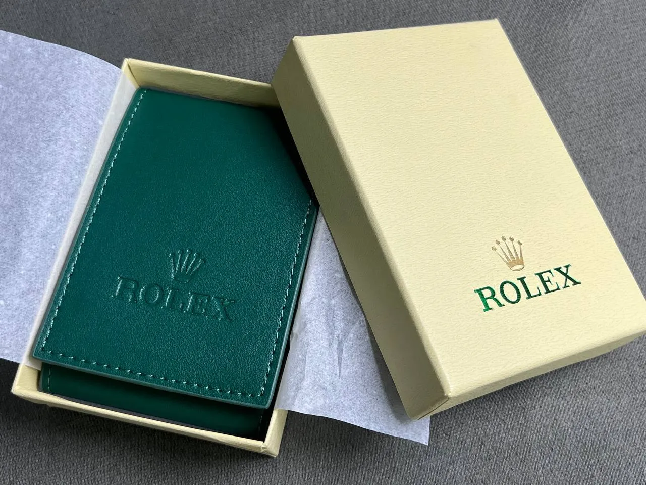 Inside view of Replica Rolex Green Watch Pouch – Soft suede lining and secure snap closure