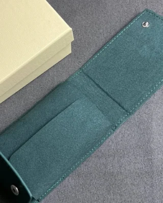 Open Replica Rolex Green Watch Roll Pouch – High-quality stitching and secure metal snaps