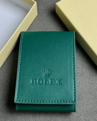 Replica Rolex Green Watch Pouch inside luxury cream box – High-Quality Rolex Accessories