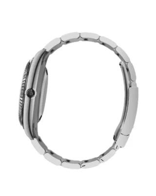 Rolex Datejust 41 Green Ombré Dial (2026) — Rolesor (Oystersteel and white gold), green ombré dial — side profile showing case thickness and crown