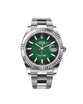 Rolex Datejust 41 Green Ombré Dial (2026) — Rolesor (Oystersteel and white gold), green ombré dial — front view of the dial