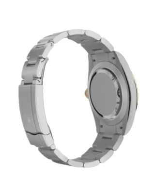 Rolex Oyster Perpetual “100 Years” (2026) — Rolesor (Oystersteel and yellow gold), slate grey dial — rear angled view of caseback and bracelet