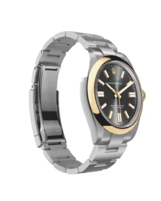 Rolex Oyster Perpetual “100 Years” (2026) — Rolesor (Oystersteel and yellow gold), slate grey dial — angled view highlighting bezel and dial