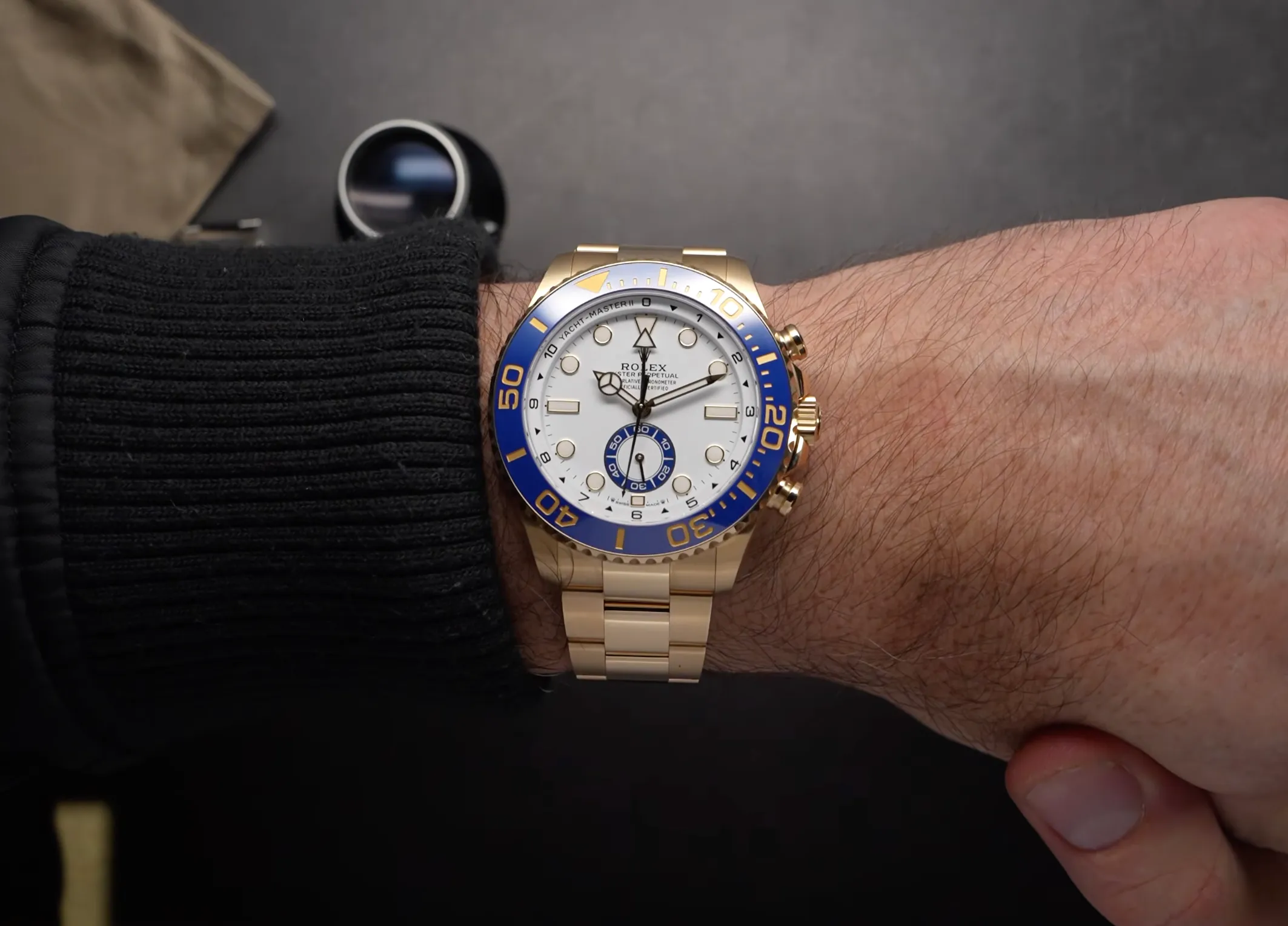 Rolex Yacht Master 126688 in 18-carat yellow gold displayed on a wrist