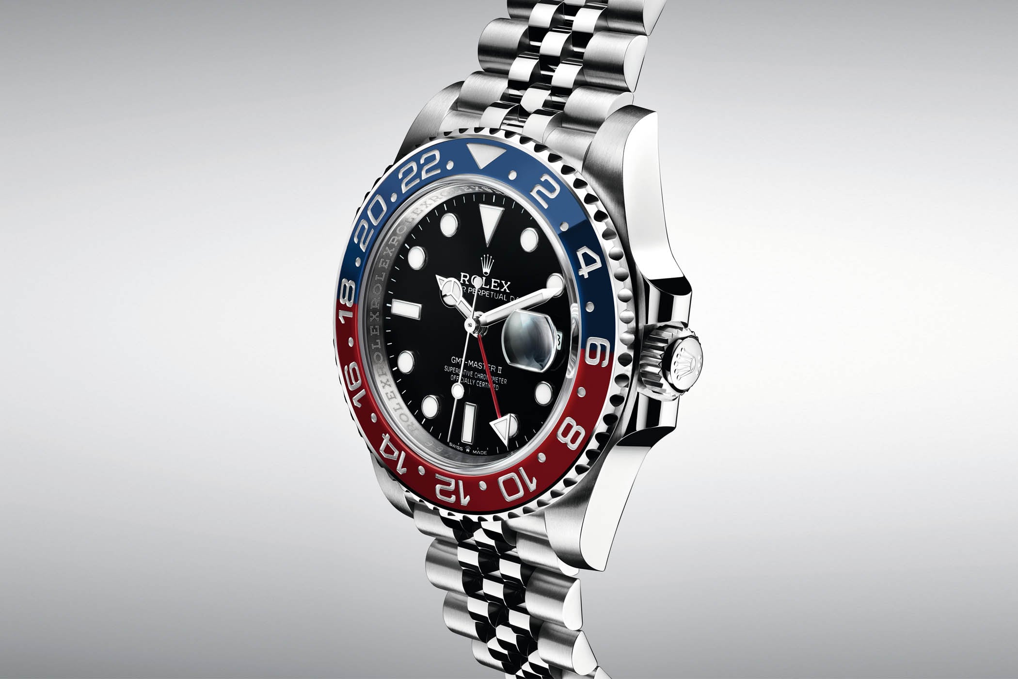 Rolex GMT-Master II Pepsi ref. 126710BLRO on Jubilee bracelet with the iconic red-and-blue Cerachrom bezel