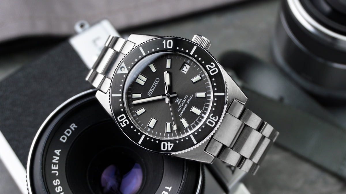 Seiko Prospex SPB143 heritage dive watch with grey dial on steel bracelet