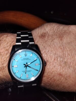 Click to view full screen Rolex Oyster Perpetual Tiffany Blue Dial 126000 36 mm photo review