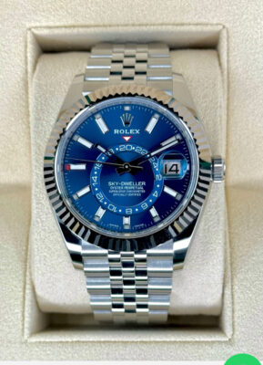 Click to view full screen Superclone Rolex Sky-Dweller Bright blue Dial 336934 Jubilee photo review
